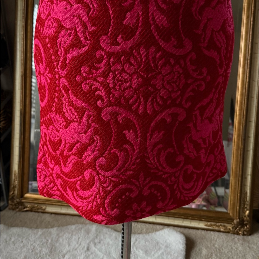 Elegant Red and Pink Patterned Skirt